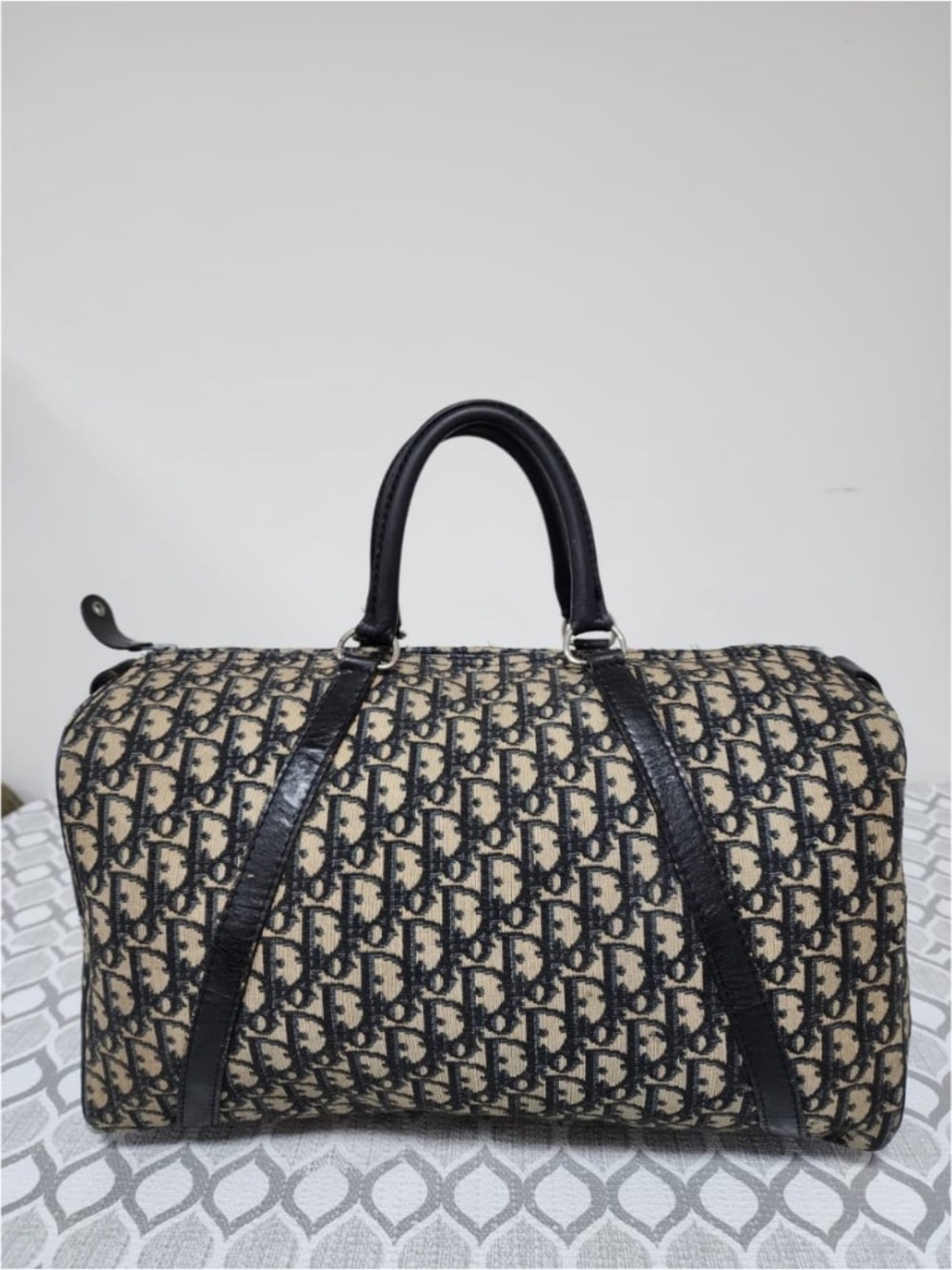 Authentic Christian Dior Vintage Trotter Handbag Black/Beige